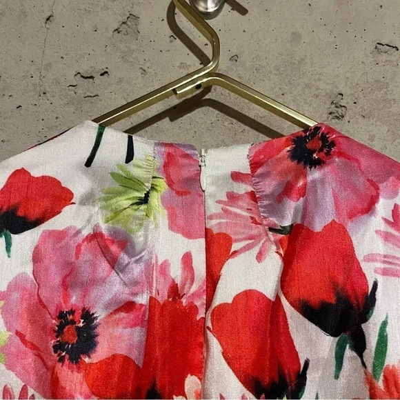 Samuel Dong White Red Floral Floor Length Maxi Dress Sleeveless Size L NWT - Picture 8 of 12